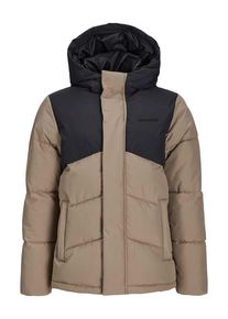 Jack & Jones JACK & JONES Junior Doorgestikte jas zwart/lichtbruin - 45% | Maat: