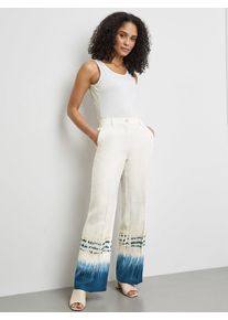 Gerry Weber Linnen broek crème/blauw - 63% | Maat: 40 |