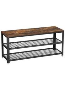 VASAGLE Boxxx Schuhregal , Braun, Schwarz , Metall, Holzwerkstoff , Vintage , 100x45x30 cm , stehend , Garderobe, Schuhaufbewahrung, Schuhregale