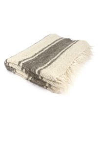 Handwoven blanket white with grey stripes 140 x 220 cm