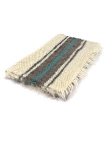 Small Handwoven blanket with green stripes 70 x 150 cm