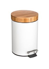 Wellhome - Poubelle en métal Well Home 3L 'Natureo' design bambou Idéale pour salle de bain ou bureau