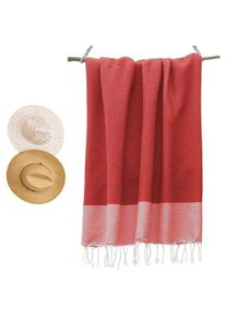 Vendorflair - Fouta de Plage Abeille 100% coton Grande Taille- Douceur et confort Serviette de Plage - 100x200cm - rouge homeflair