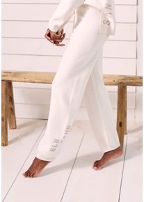 ELBSAND Dames Broek van tricot in wolwit gemêleerd ,maat 32/34, Witt, 50% Polyester, 50% Polyester