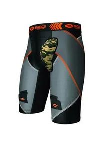 Shorts mit Tiefschutz Shock Doctor 30160 X-Fit Cross Comp.Hockey Short Black/Grey Senior XL - Schwarz