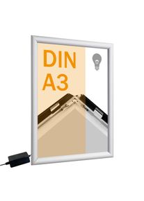 Cadre clic-clac, aluminium, A3, LED argent
