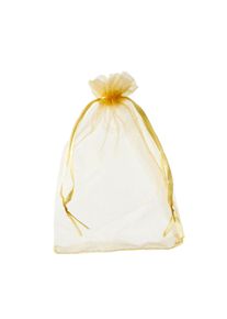 50 Organza bags with satin ribbon-drawstring gold | 90 x 120 mm