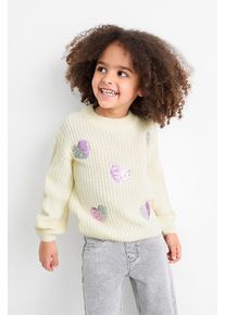 C&Amp;A Serce-sweter-w prążki-efekt połysku, Beżowy, Rozmiar: 104
