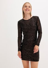 Abito di paillettes con spalline imbottite, Nero, Taglia 56, bonprix