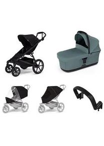 Stadt-Kinderwagen Thule Urban Glide 4-wheel Black + Bassinet Mid blue SET 5in1 - Schwarz