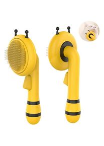 Brosse Chiens Chats- Autonettoyante pour Poils Adapté pour les Chiens Chats Cheveux Courts et Longs (Jaune)