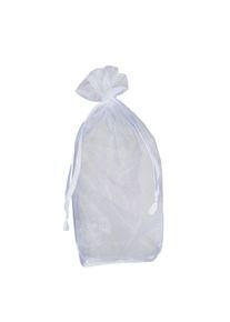 25 Organza bag with bottom gusset and satin ribbon-drawstring, white