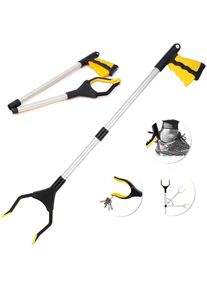 Poignée Attrape-Tout Pliante, 32" Pince Rotative en Caoutchouc, Outils de Ramassage, Outil de Préhension Pliable-Déchets - Jaune