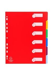 Exacompta - Cod. 4806E - Divisori per raccoglitori ad anelli con 6 tasti neutri frontespizio stampato 1-6 - Ppl multicolore - A4 maxi - 25 pezzi