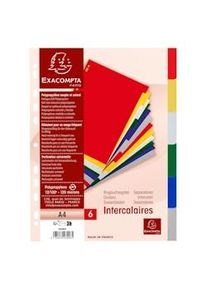 Exacompta - Cod. 3006E - Divisori per raccoglitori ad anelli con 6 tasti neutri - Polipropilene morbido 120 micron multicolore - A4 - 10 pezzi