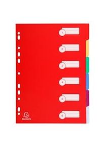 Exacompta - Cod. 4906E - Divisori per raccoglitori ad anelli con 6 tasti neutri frontespizio stampato 1-6 - Ppl opaco multicolore - A4 - 25 pezzi