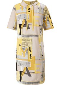 Damen Jerseykleid mit Lettering-Print ocker-sand-bedruckt Gr&ouml;&szlig;e 54