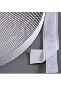 Hook tape self-adhesive, for hook and loop fasteners (roll with 25 m) 16 mm | white, nylon|polyester