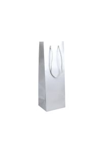 10 Gift bottle bags, 12 x 36 x 10 cm silver, lacquer paper