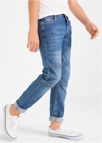 Stretch jeans met mid waist en verstevigde knieën - blauw - maat 176 - met katoen - bonprix