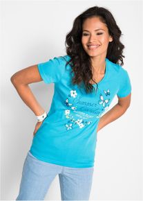 Katoenen shirt korte mouw - blauw - maat 36/38 (S) - 100% katoen - bonprix
