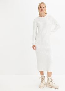 Geribde gebreide jurk - wit - maat 56/58 (3XL) - bonprix