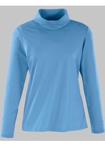 Dames Colshirt met lange mouwen in bleu ,maat 40, WITT, 50% Katoen, 50% Modal