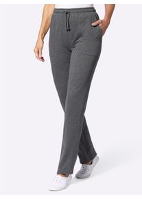 Dames Jerseybroek van binnen opgeruwd in antraciet gemêleerd ,maat 36, WITT, 50% Katoen, 50% Polyester