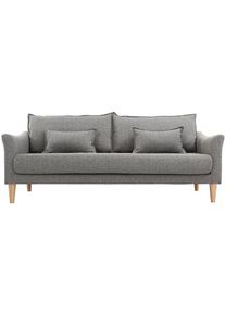 Miliboo Canapé scandinave 3 places en tissu gris et bois clair kate