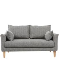 Miliboo Canapé scandinave 2 places en tissu gris et bois clair kate