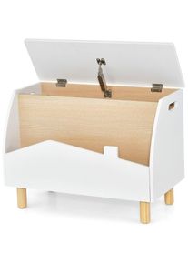 MAISONCHIC Coffre à Jouets en Boisavec Etagère de Présentation Bote de Rangementpour Filles Garons 60 x 33 x 44 cm Blanc Maison Chic