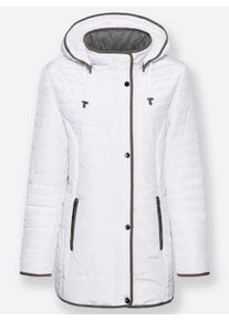 Dames Gewatteerde jas met afkledende stiksels lang de zijkant in wit/grijs ,maat 36, WITT, 100% Polyester