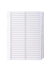 Exacompta - Cod. MWD1-50Z - Divisori per raccoglitori ad anelli con 50 tasti numerici plastificati 1-50 - Cartoncino bianco 160 g/mq A4 - 4 pezzi