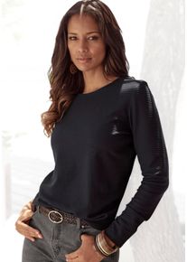 Lascana Dames Shirt met lange mouwen in zwart ,maat 32/34, Witt, 100% Katoen
