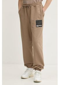 Karl Lagerfeld Jeans pantaloni de trening din bumbac culoarea bej, cu imprimeu, A1W10004