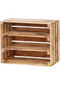 GRANDBOX - Caisse en bois flammé avec 2 étagères 50x40x30 cm Caisse à vin:Lot de 1