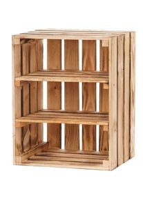 GRANDBOX - Caisse en bois flammé 50x40x30 cm avec 2 étagères Caisse à vin:Lot de 1