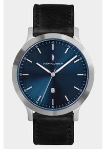 Men's Watch - Silver Blue - Surgical steel case, Sapphire-hardened mineral glass, Leather Strap - 40mm , Quartz Movement - Lilienthal Berlin
