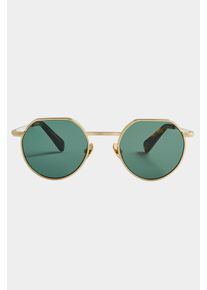 Nu Jazz &ndash; Unisex Sunglasses &ndash; Round &ndash; Gold & Tortoise / Green &ndash; Bio-Acetate & Metal &ndash; 100% UV Protection &ndash; Lilienthal Berlin