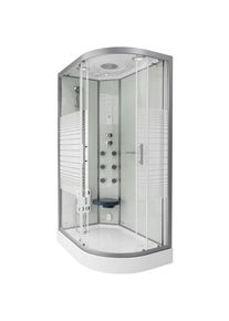 Douche à vapeur avec cascade et sauna à vapeur white pearl Couleur : Blanc, Taille : 120 x 80 cm Droite - Home Deluxe