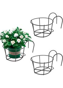 Lntyq - Lot de 3 paniers de jardinière suspendus en fer pour balcon, paniers à fleurs ronds suspendus, adaptés au balcon, au jardin, à la clôture, à