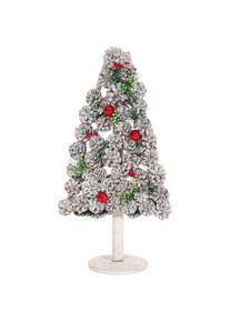 Sapin de noël décoratif décoration de noël pommes de pin bois 60x32x17 cm 040008329