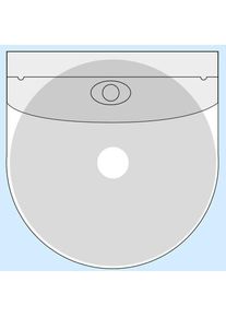 100 CD-pockets, self-adhesive, rounded with flap, PP, transparent