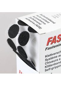 1 Hook and loop dots in dispenser box, 230 sets, 20 mm, self-adhesive black | Diameter: 20 mm