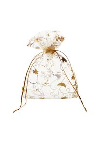 10 Christmas organza bags 80 x 100 mm | Christmas, gold|beige