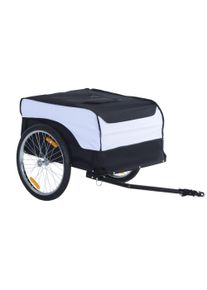 HOMCOM Folding Bike Trailer Cargo in Steel Frame Extra Bicycle Storage Carrier with Removable Cover and Hitch (White and Black) | Aosom Ireland