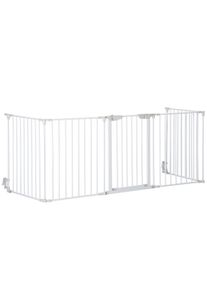 PawHut Pet Safety Gate, 5-Panel Metal Playpen, Fireplace, Christmas Tree Fence, Stair Barrier, Room Divider, Door, Lock | Aosom Ireland