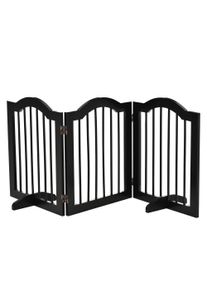 PawHut Freestanding Dog Gate, Wooden Foldable Pet Fence, Safety Barrier for House Doorway Stairs, with Support Feet, Small, Black | Aosom Ireland