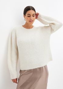 Fluffig stickad tr&ouml;ja - vit - storlek 44/46 (L) - bonprix