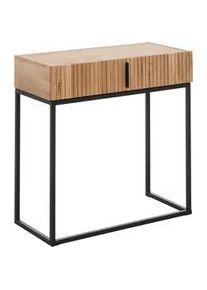 Linea Natura Konsolentisch , Schwarz, Eichefarben , Metall , Eiche , massiv , 1 Schubladen , rechteckig , würfelförmig , 38x80x80 cm , Stauraum, einfacher Aufbau , Kleinmöbel